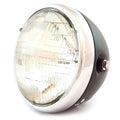 7" Custom Side Mount Motorcycle Headlight H4 Halogen - Matte Black Chrome Clear
