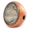 7" Custom Side Mount Motorcycle Headlight with Grill - Bronze - Clear H4 Halogen