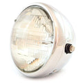 7" Custom Side Mount Motorcycle Headlight H4 Halogen - Chrome - Clear