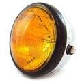 7" Custom Side Mount Motorcycle Headlight - Chrome Gloss Black Amber H4 Halogen