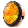 7" Custom Side Mount Motorcycle Headlight - Bronze - Gloss Black - Amber Halogen