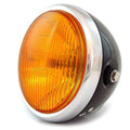 6.5" Bullet Side Mount H4 Halogen Motorcycle Headlight Gloss Black Chrome Amber