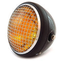 7" Side Mount Motorcycle Headlight Gloss Matte Black Chrome Grill Amber Halogen