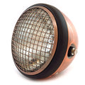 7" Side Mount Motorcycle Headlight w/ Grill Bronze Matte Black Clear H4 Halogen