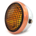 7" Side Mount Motorcycle Headlight - Chrome Bronze Black Grill Amber H4 Halogen