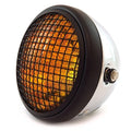 7" Side Mount Motorcycle Headlight w/ Grill Chrome Matte Black Amber H4 Halogen