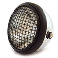 7" Side Mount Motorcycle Headlight w/ Grill Chrome Matte Black Clear H4 Halogen