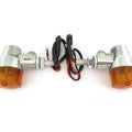 Universal Polished Aluminum Motorcycle Turn Signals - Amber Lens Single Filament