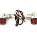 Universal Polished Aluminum Motorcycle Turn Signals - Red Lens - Dual Filament