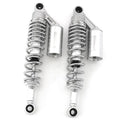 Silver & Chrome Remote Reservoir Rear Air Shocks 340mm - 350mm 13.5" Motorcycle