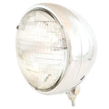 7" Bottom Mount Motorcycle Headlight Custom Spotlight H4 Halogen Chrome - Clear