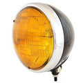 7" Custom Bottom Mount Motorcycle Headlight Gloss Black Chrome Amber H4 Halogen