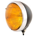 7" Custom Bottom Mount Motorcycle Headlight Matte Black Chrome Amber H4 Halogen