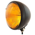 7" Custom Bottom Mount Motorcycle Headlight - Matte Black - Amber H4 Halogen