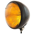 7" Custom Bottom Mount Motorcycle Headlight - Gloss/Matte Black Amber H4 Halogen