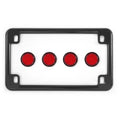 Gloss Black Motorcycle License Plate Frame w/ 4 Red Reflector Bolts Set