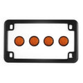 Matte Black Motorcycle License Plate Frame w/ 4 Amber Reflector Bolts Set