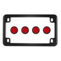 Matte Black Motorcycle License Plate Frame w/ 4 Red Reflector Bolts Set