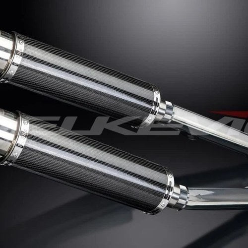 Delkevic 14" Carbon Round Mufflers - Honda CBR1100XX Blackbird 1996-2009