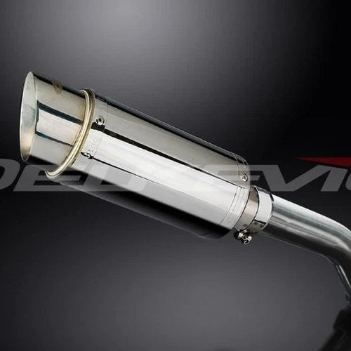 Delkevic 8" Stainless Round Muffler - Honda VFR800 Interceptor 1998-2001 Exhaust