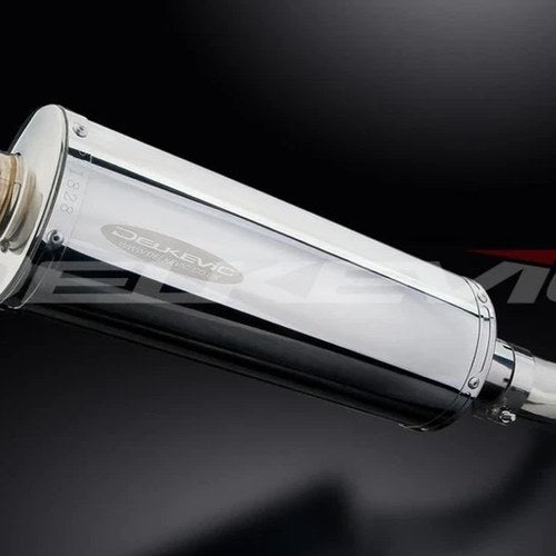 Delkevic 14” Stainless Oval Muffler Slip On - Honda VFR800 Interceptor 1998-2001