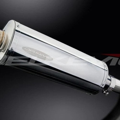 Delkevic 14” Stainless Steel Oval Muffler Slip On - Honda VFR750 1994-1997