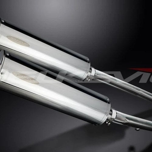 Delkevic 18" Stainless Oval Slip On Mufflers - Kawasaki ZX-14 2012-2021 Exhaust