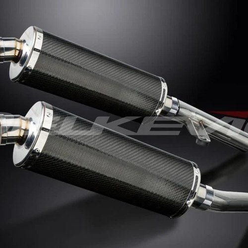 Delkevic 14" Carbon Oval Slip On Mufflers - Kawasaki ZZR1200 2002-2005 Exhaust