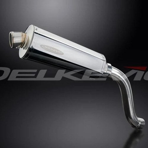 Delkevic 14” Stainless Oval High Mount Muffler - Suzuki SV650 1998-2002 Exhaust