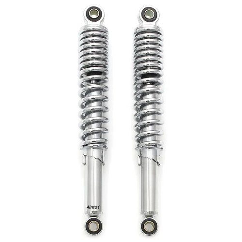 Chrome Rear Shocks - Eye To Eye - 335mm 13 1/8" - Honda Kawasaki Yamaha Suzuki