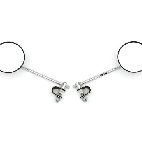 Set of 2 Universal Chrome 4" Clamp-On Mirrors - 8" Long Stem - Suzuki - 7/8" 1"