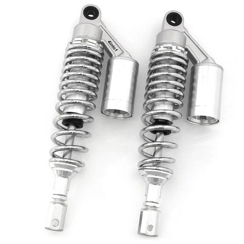 Silver & Chrome Remote Reservoir Shocks - Eye To Clevis - 320-330mm for Suzuki