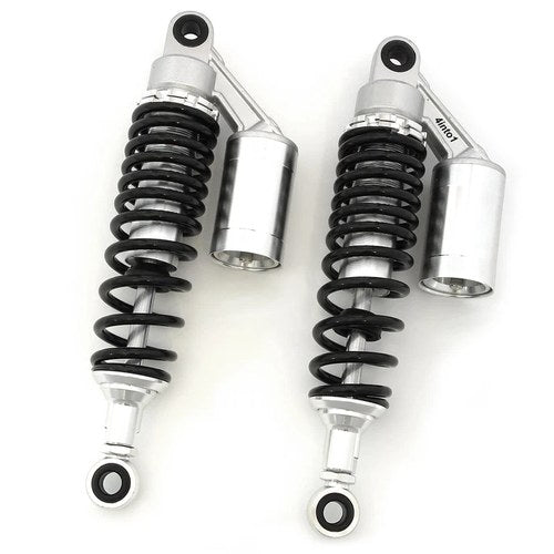 Silver & Black Remote Reservoir Rear Air Shocks - 310mm - 320mm 12.5" for Honda