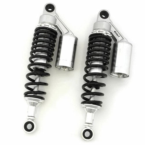 Silver & Black Remote Reservoir Rear Air Shocks - 310mm - 320mm 12.5" Yamaha