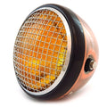 7" Side Mount Motorcycle Headlight w/ Grill Bronze Black Chrome Amber H4 Halogen