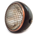 7" Side Mount Motorcycle Headlight w/ Grill Black Bronze Grill Clear H4 Halogen