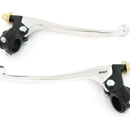 Honda Lever Perch Assembly Set - Clutch + Drum Brake - Black & Chrome - 7/8"