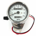 Motorcycle Mini Speedometer w/ Trip Meter - 2240:60 - Chrome & White - Mph