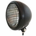 7" Bottom Mount Motorcycle Headlight w/ Grill Matte/Gloss Black Clear H4 Halogen