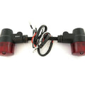 Flat Black Aluminum Turn Signals - Red Lens - Dual Filament - Honda Bobber Cafe