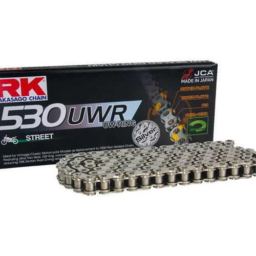 RK 530 UW-Ring Vintage Chain Silver 100 Links Honda CB350 CB400 CB500 CB750