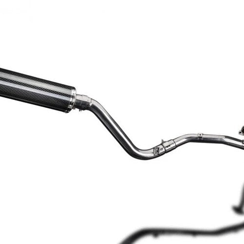 Delkevic Complete Exhaust 14" Carbon Round Muffler - Suzuki DR650SE - 1996-2024