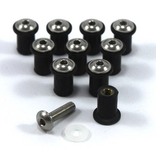 10 x MV Agusta F4 Wind Screen Bolts Stainless Steel Small Rubber Well Nuts m4
