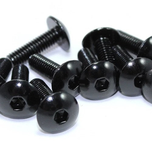 10 Pack m6 x 20mm Black Anodised Aluminium Fairing Bolts Motorcycle Bolt Screws