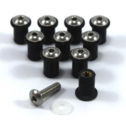 Ducati 848 1098 1198 Wind Screen Bolts Stainless Steel + Rubber Well Nuts m4 4mm