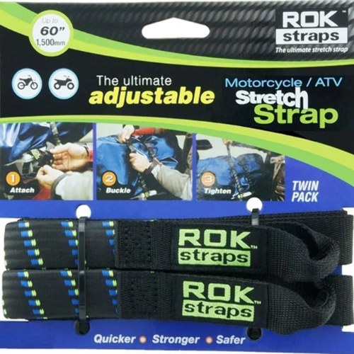 Rok Straps Adjustable Motorcycle/ATV Stretch Strap Twin Pack 60" length