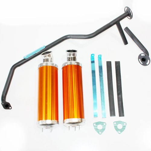 Twin Exhaust Pipe + Alloy Mufflers GY6 150cc Bull Style Farm Quad Dirt Bike ATV
