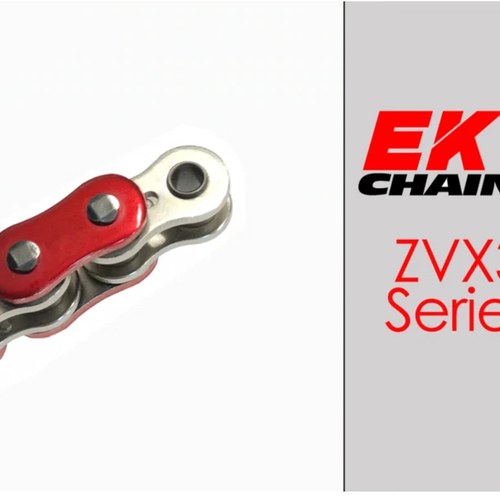EK ZVX3-530 Motorcycle Chain 120 Links Tensile Strength 11,100 lbs Metallic Red