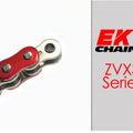 EK ZVX3-530 Motorcycle Chain 120 Links Tensile Strength 11,100 lbs Metallic Red