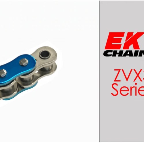 EK ZVX3-525 Motorcycle Chain 120 Links Tensile 10,300 lbs Metallic Blue